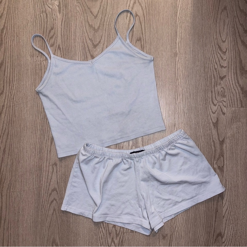 Brandy Melville Tank + Short Set
Color: Baby blue 
Size: OS